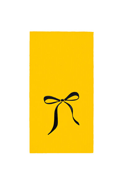 Story 40X40 cm Black Foil Bow Ribbon Patterned 16-Piece 1/8 Fold Yellow Color...