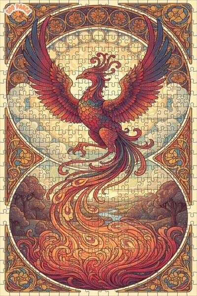 Teona Ahşap Emerald Phoenix Art Double Layer Framed Wooden Puzzle 500 Pieces ...