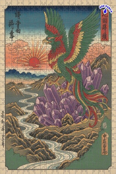 Teona Ahşap لغز خشبي مؤطر بطبقتين بتصميم منظر جبلي كريستالي ساحر على شكل طائر...