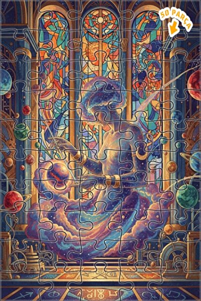 Teona Ahşap لغز خشبي بإطار ذو طابقين بمظهر لوحة زيتية إبداعية فلكية، 50 قطعة،...