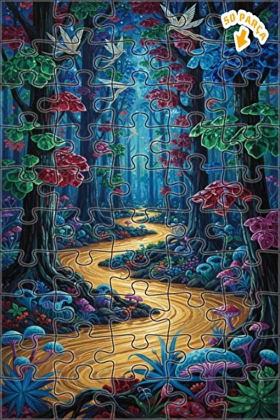 Teona Ahşap لغز خشبي مؤطر بطبقتين بمظهر لوحة زيتية من حكاية الغابة السحرية 50...