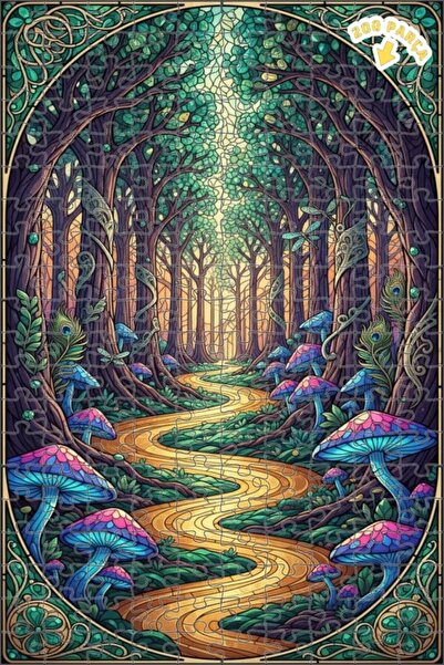 Teona Ahşap لغز خشبي مؤطر بطبقتين من مسار الغابة السحرية 200 قطعة 25x35