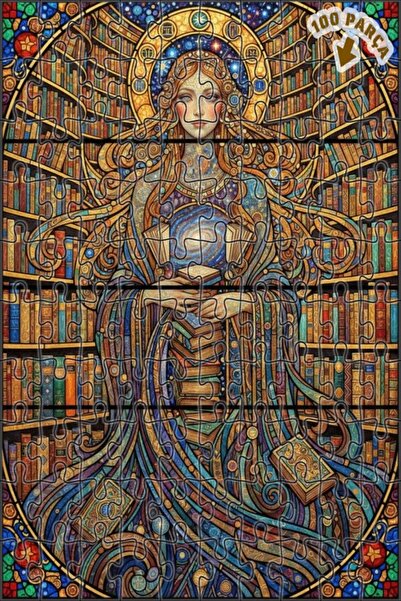 Teona Ahşap لغز خشبي بإطار من طابقين بتصميم فني حديث يشبه الزجاج الملون، إلهة...