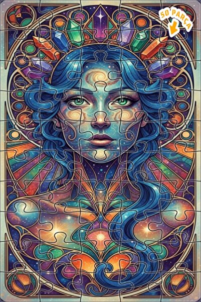 Teona Ahşap لوحة فنية نسائية كونية، لغز خشبي بإطار مزدوج الطبقات، 50 قطعة، 15×25