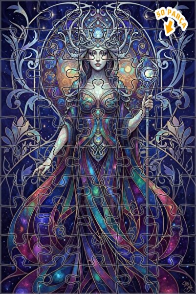 Teona Ahşap لوحة زيتية بتصميم الملكة السماوية، فن حديث، لوحة خشبية مؤطرة بطبق...