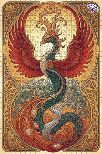 Teona Ahşap لغز خشبي مؤطر بطبقتين بمظهر لوحة زيتية لمجنح الفينيق الأسطوري 600...