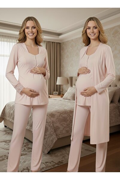 Lohussa Nou sezon Somon bumbac 100% Set de pijamale pentru maternitate, cu mâ...