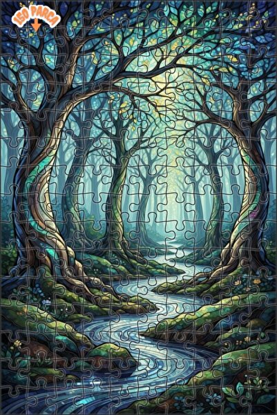 Teona Ahşap لغز خشبي بإطار ذو طابقين بمظهر فسيفساء ساحر من الغابة 150 قطعة 20x30