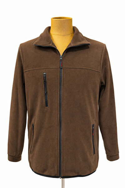 SaglamKıyafetler Koyu Kahverengi Premıum Polar Mont Kışlık