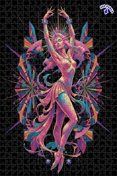 Teona Ahşap لغز خشبي مؤطر بطبقتين من الفن الرقمي للراقصة الساحرة 600 قطعة 50x35