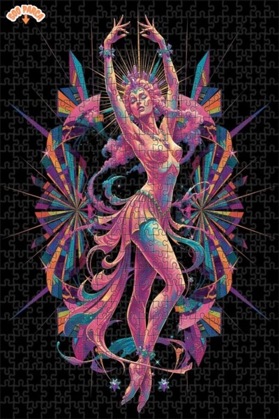 Teona Ahşap لغز خشبي مؤطر بطبقتين من الفن الرقمي للراقصة الساحرة 500 قطعة 50x30