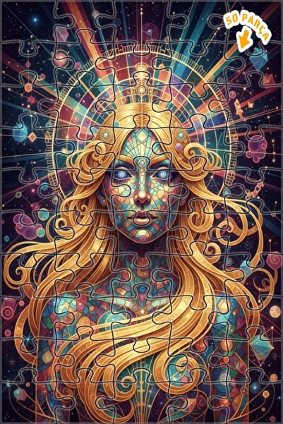 Teona Ahşap لغز خشبي بإطار مزدوج الطبقات بمظهر فن الموزاييك الكوني للنساء، 50...