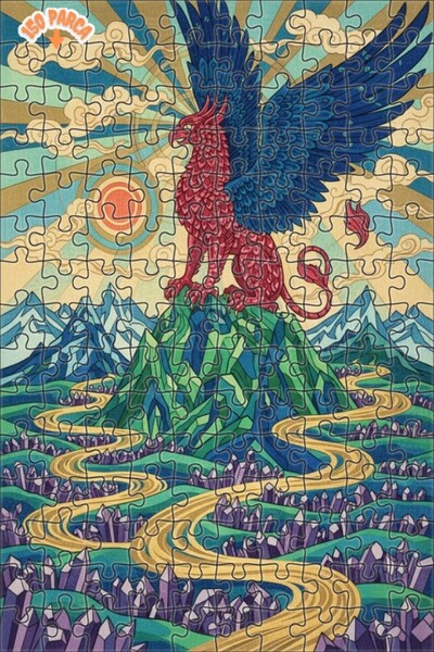 Teona Ahşap لغز خشبي بإطار مزدوج الطبقات من فن كريستال جبل غريفين الفاخر، 150...