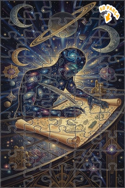 Teona Ahşap لغز خشبي بإطار مزدوج الطبقات بمظهر لوحة زيتية يصور منشئ الكون، 50...