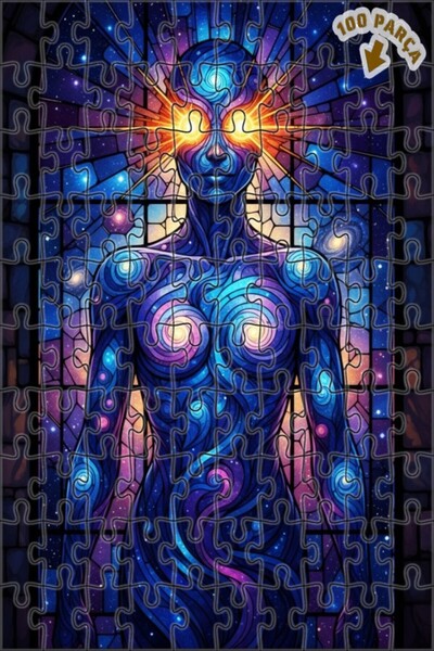 Teona Ahşap لغز خشبي بإطار مزدوج الطبقات من الزجاج الملون بتصميم رؤية إنسانية...