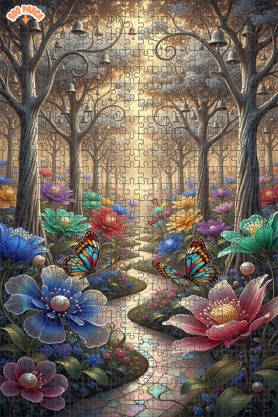 Teona Ahşap لغز خشبي بإطار مزدوج الطبقات بمظهر لوحة زيتية لفراشات الغابة الخي...