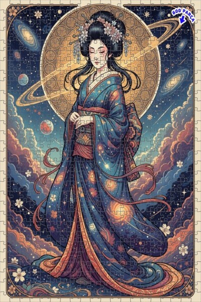 Teona Ahşap لغز خشبي بإطار مزدوج الطبقات من جالاكسي كوزميك جيشا 600 قطعة 50x35