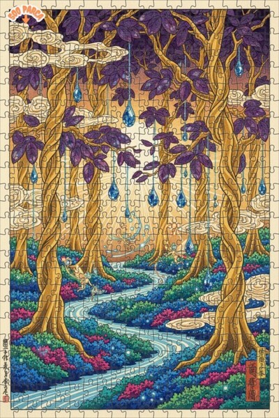 Teona Ahşap لغز خشبي فني بمظهر لوحة زيتية لغابة خيالية 500 قطعة 50×30