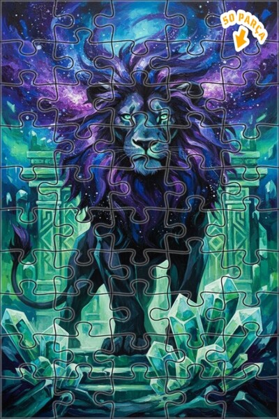 Teona Ahşap لغز خشبي بإطار مزدوج الطبقات بمظهر لوحة زيتية للأسد الملكي الفلكي...