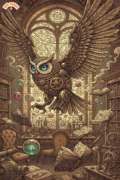 Teona Ahşap Secrets of the Mechanical Owl Double Layer Framed Wooden Puzzle 5...