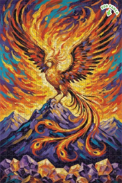 Teona Ahşap لوحة زيتية لطائر الفينيق المرتفع ذو الأجنحة المموجة، لغز خشبي مؤط...