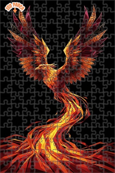 Teona Ahşap Red Phoenix Oil Painting Look Modern Art Double Layer Framed Wood...