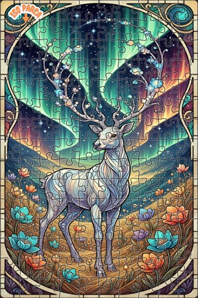 Teona Ahşap لغز فني للغزال الغامض وأضواء الشمال 150 قطعة 20x30