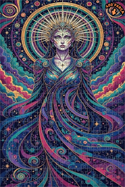 Teona Ahşap لغز خشبي مؤطر بطبقتين من الفن الكوني للمرأة الغامضة 400 قطعة 35x35