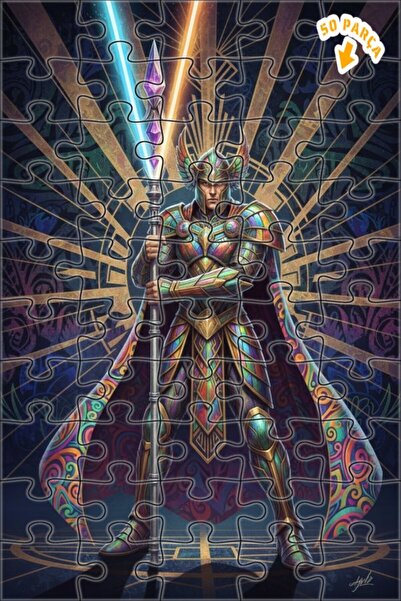 Teona Ahşap لغز خشبي ملون بإطار مزدوج الطبقات من فن المحارب المدرع 50 قطعة 15x25