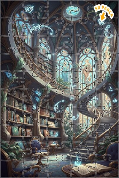 Teona Ahşap لغز خشبي مؤطر بطبقتين للمكتبة السحرية 50 قطعة 15×25