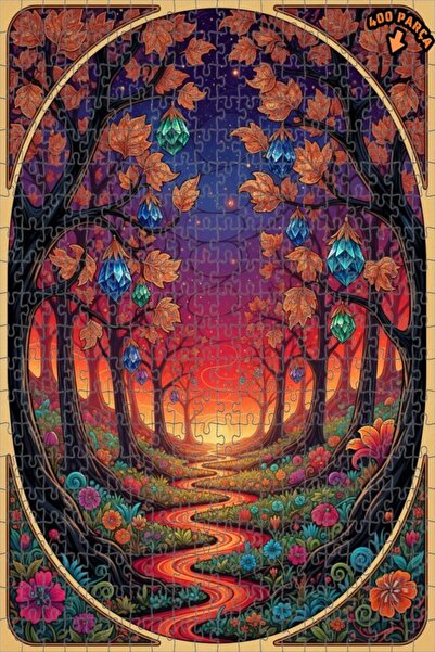 Teona Ahşap لغز خشبي مؤطر بطبقتين من مغامرات الغابة السحرية، 400 قطعة، 35×35