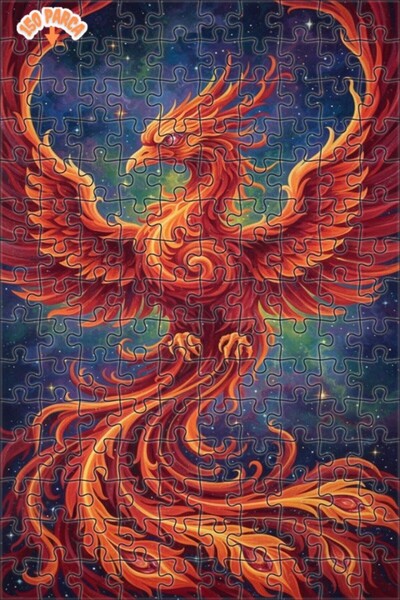 Teona Ahşap لغز خشبي بإطار مزدوج الطبقات بمظهر لوحة زيتية لطائر العنقاء المتو...