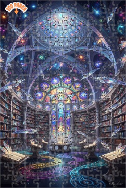 Teona Ahşap لغز خشبي مؤطر بطبقتين بمظهر لوحة زيتية لمكتبة المجرة الغامضة 150 ...