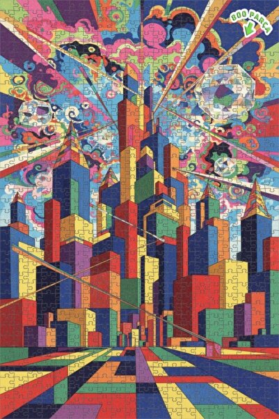 Teona Ahşap لغز خشبي بإطار مزدوج الطبقات بمظهر فني سايكيديك 800 قطعة 70×50