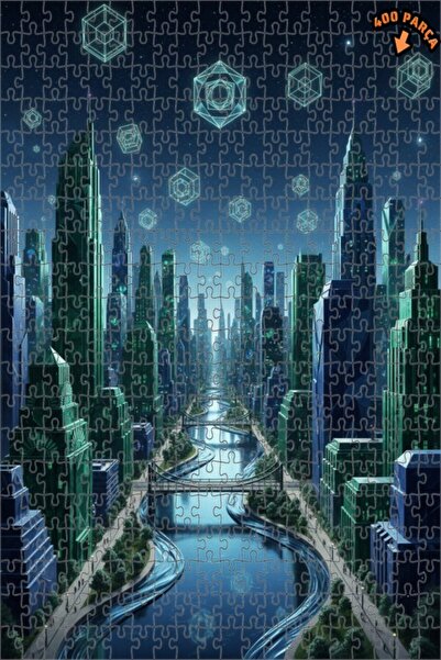 Teona Ahşap لغز خشبي بإطار مزدوج الطابق بتصميم فني رقمي مستقبلي لمناظر المدين...