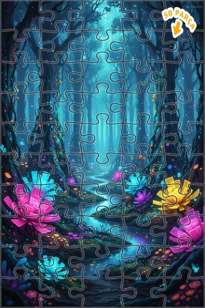 Teona Ahşap لغز فني بمظهر لوحة زيتية لجبل الغابة السحرية 50 قطعة 15×25