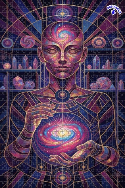 Teona Ahşap لغز فني بمظهر الرسم المائي للمرأة الحكيمة في قلب الكون 600 قطعة 5...