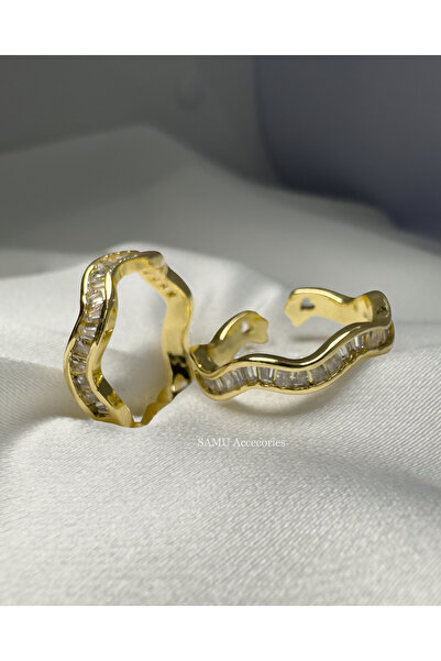 Samu Accessories خاتم من الفولاذ المقاوم للصدأ بحجر باجيت متموج قابل للتعديل ...