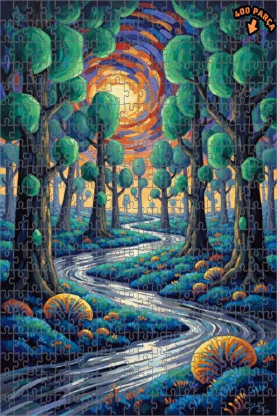 Teona Ahşap لغز خشبي بمظهر لوحة زيتية لجبل الغابة السحرية 400 قطعة 35×35