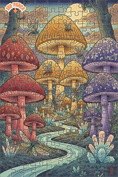 Teona Ahşap لغز خشبي مؤطر بطبقتين من غابة الفطر السحرية 150 قطعة 20x30