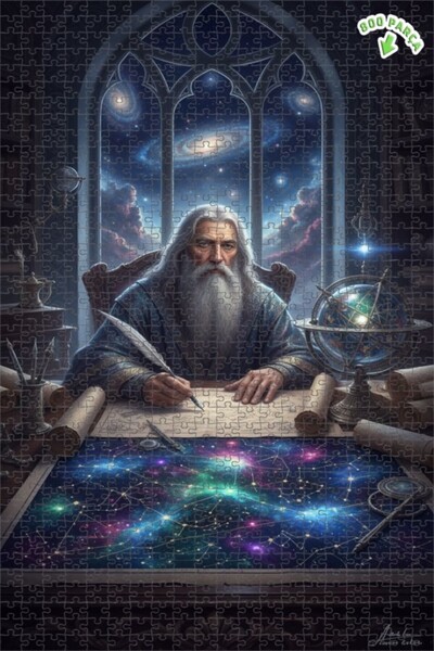 Teona Ahşap لوحة زيتية لخريطة الكون للرجل الحكيم السحري، لغز خشبي بإطار مزدوج...