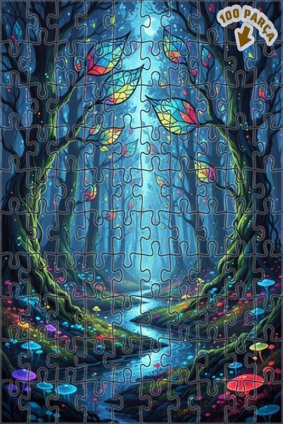 Teona Ahşap لغز خشبي بمظهر الغابة الغامضة 100 قطعة 25×25