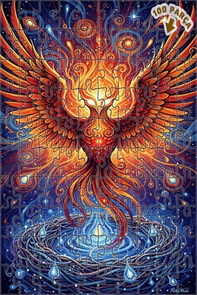 Teona Ahşap لغز خشبي بإطار مزدوج الطبقات بمظهر لوحة زيتية لطائر الفينيق المتص...