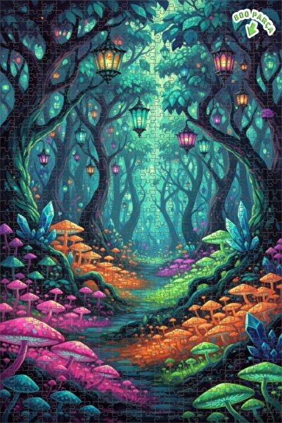 Teona Ahşap ألغاز خشبية مؤطرة بطبقتين بمظهر لوحة زيتية لغابات سحرية 800 قطعة ...