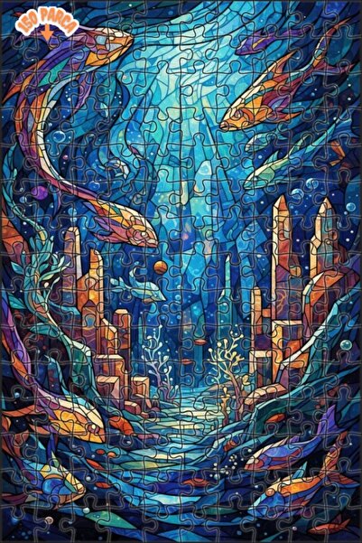 Teona Ahşap لغز خشبي مؤطر بطبقتين على شكل أسماك فسيفساء فاخرة 150 قطعة 20x30