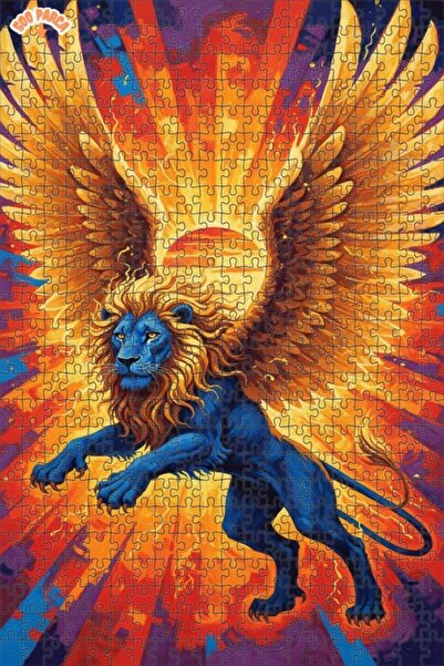 Teona Ahşap لغز خشبي بمظهر لوحة زيتية لصورة الأسد المجنح في مرحلة النمو 500 ق...