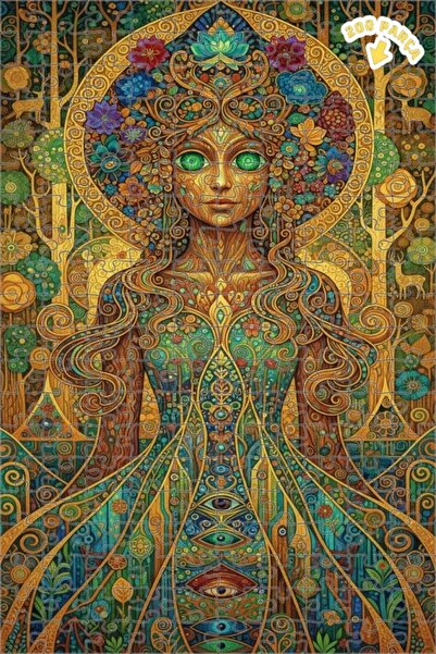 Teona Ahşap لغز خشبي مؤطر بطبقتين بمظهر لوحة زيتية لإلهة الغابة السحرية 200 ق...