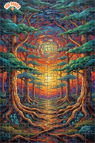 Teona Ahşap لغز خشبي مؤطر بطبقتين بمظهر لوحة زيتية لرحلة الغابة الغامضة 150 ق...