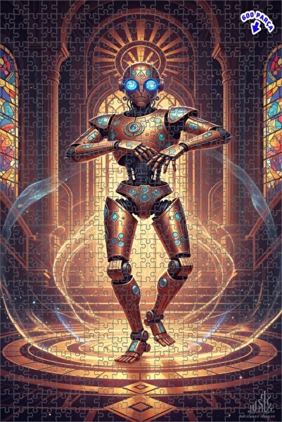 Teona Ahşap لغز خشبي بتصميم روبوت ستيمبانك يرقص بمظهر لوحة زيتية 600 قطعة 50×35