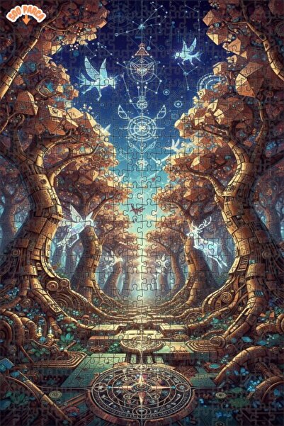 Teona Ahşap لغز فني بمظهر لوحة زيتية لرحلة الغابة الغامضة 500 قطعة 50×30